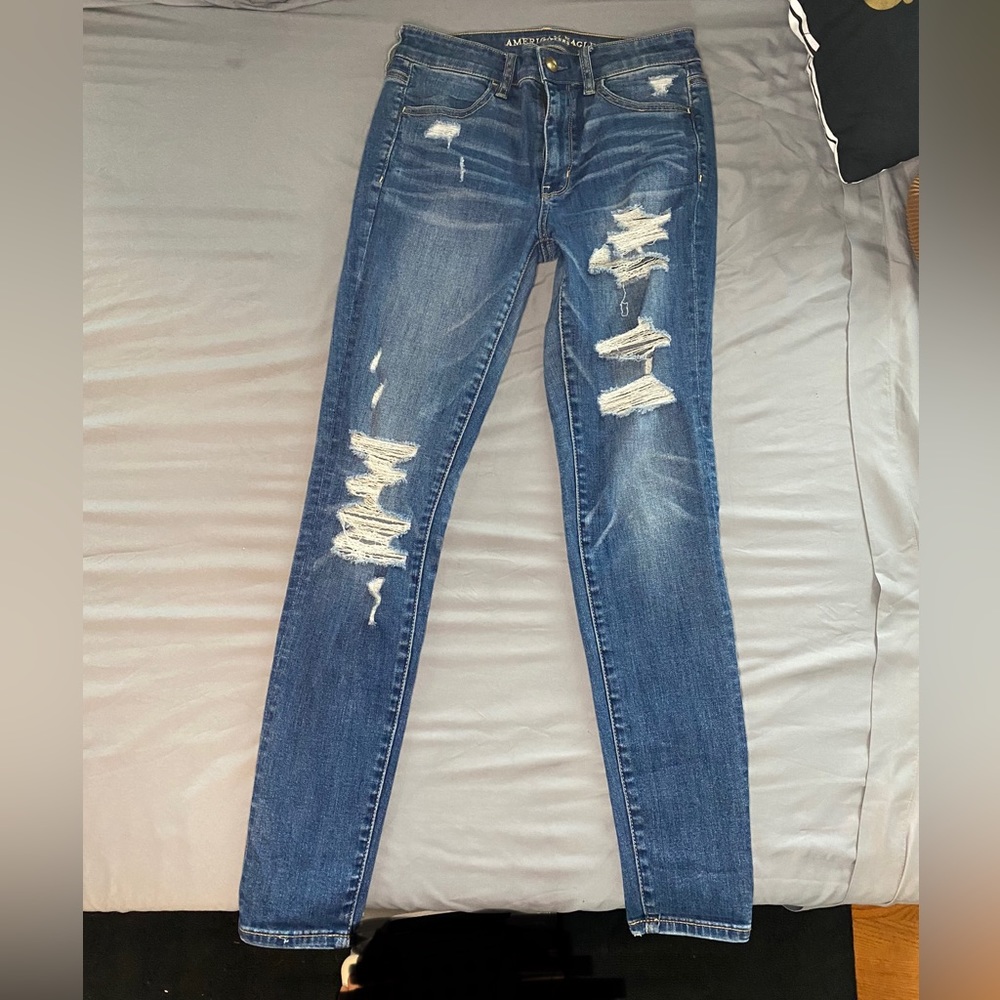 American Eagle Super Stretch X Distressed Skinny Jeans